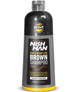NISHMAN Plaukus ir barzdą tonuojantis šampūnas ( Rudas)  400 ML
