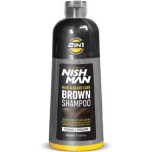 NISHMAN Plaukus ir barzdą tonuojantis šampūnas ( Rudas)  400 ML