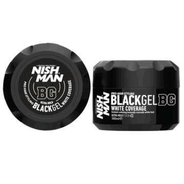 Nishman Black Gel – žilus plaukus maskuojantis formavimo gelis, 300 ml